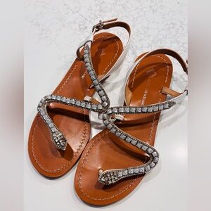 ANTONIO MELANI Tan Sandals with Silver Accents